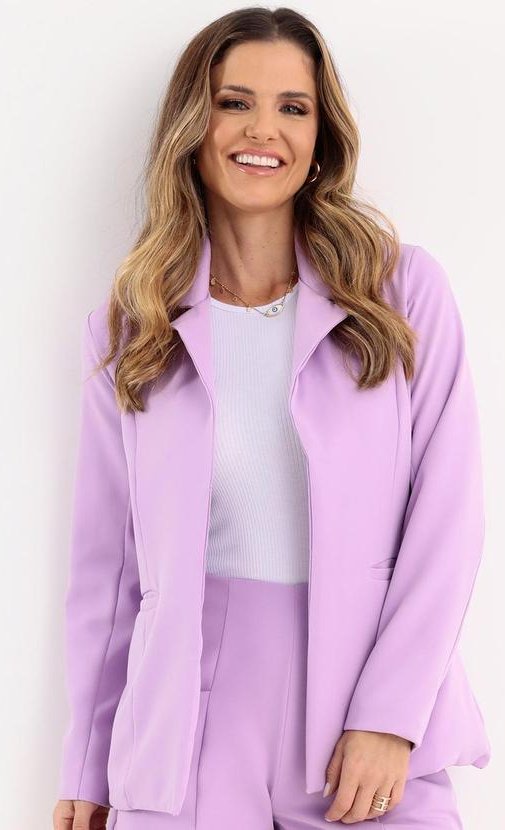 Blazer Lilás com Forro e Bolsos