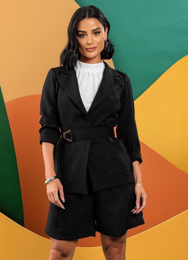 Imagem principal Blazer Preto em Tecido Texturizado com Bolsos