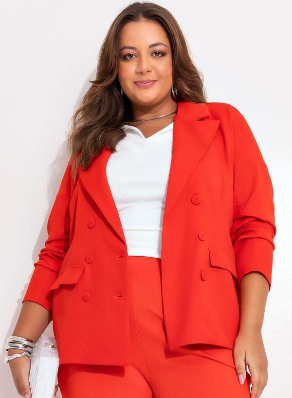Blazer Vermelho em Crepe Plano