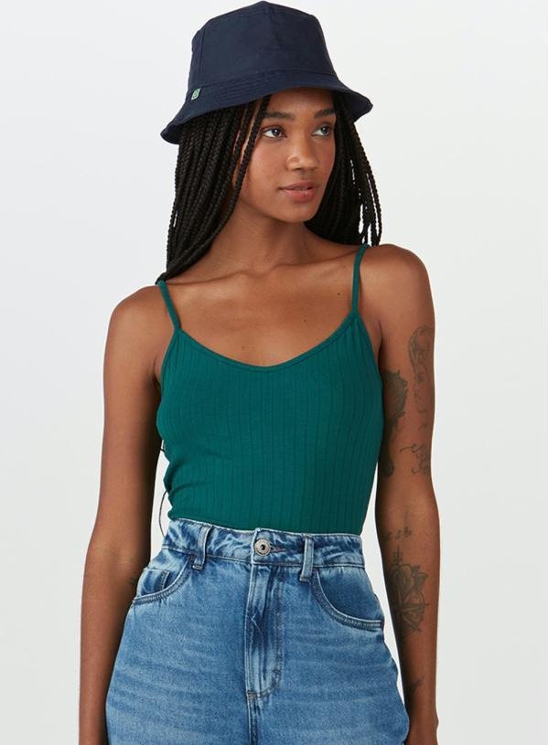 Imagem principal Blusa Básica de Malha Canelada de Viscose Verde Malwee Malwee