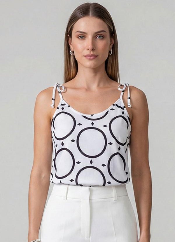 Blusa de Alça de Laço Branco