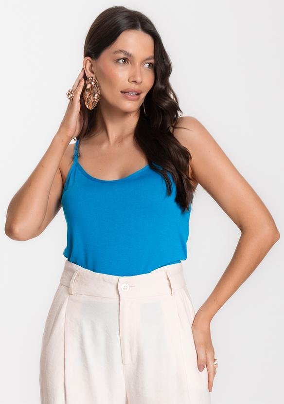 Imagem principal Blusa de Alça em Visco Tricot Azul INFINITA COR INFINITA COR
