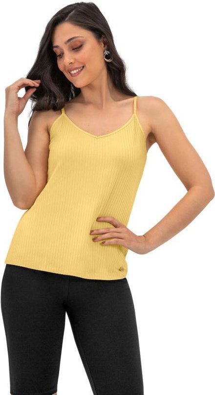 Blusa de Alça Feminina Básica Amarelo
