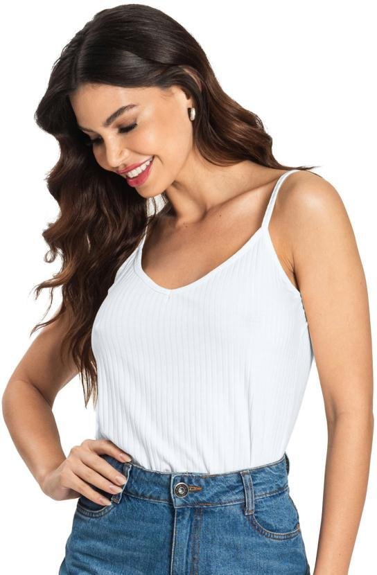 Blusa de Alça Feminina Básica Branco