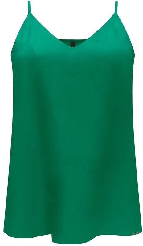 Blusa de Alças com Decote em V em Viscose Verde