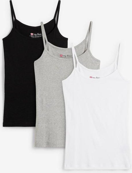 Imagem principal Kit 3 Blusas Preto/Mescla/Branco em Malha Cotton bonprix bonprix