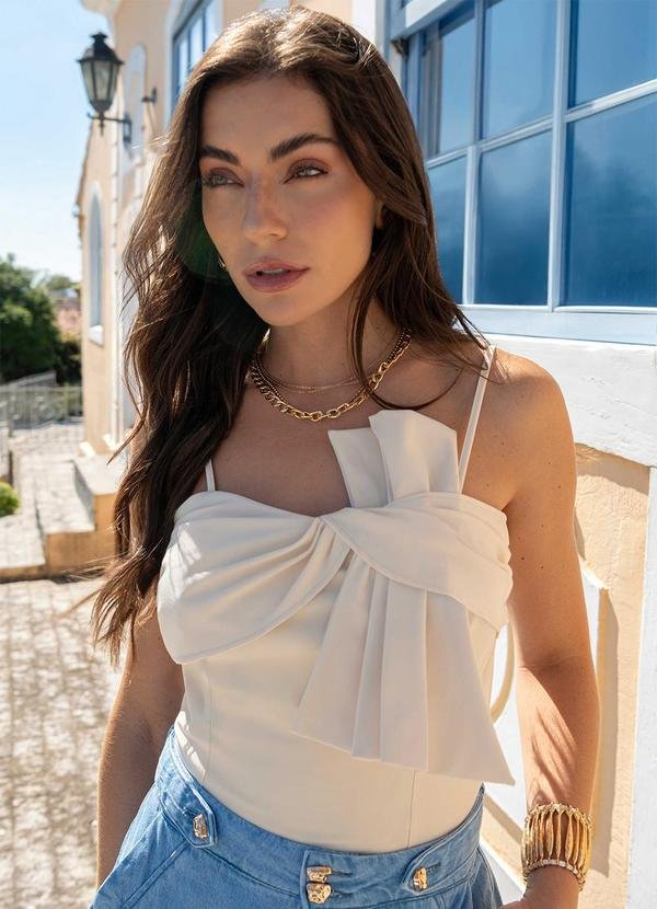 Top de Alça em Alfaiataria Branco