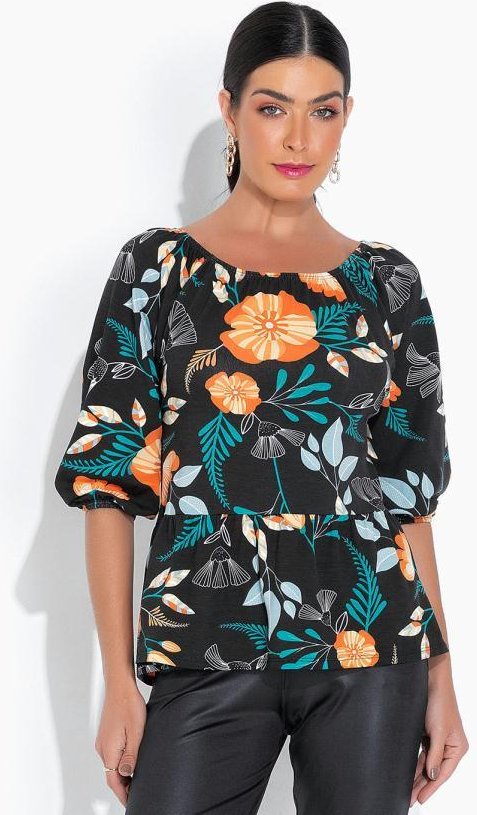 Imagem principal Blusa Ampla com Manga 3/4 Floral Dark bonprix bonprix