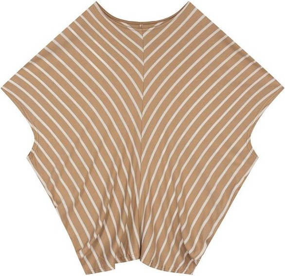 Blusa Ampla em Viscose Listrada Bege