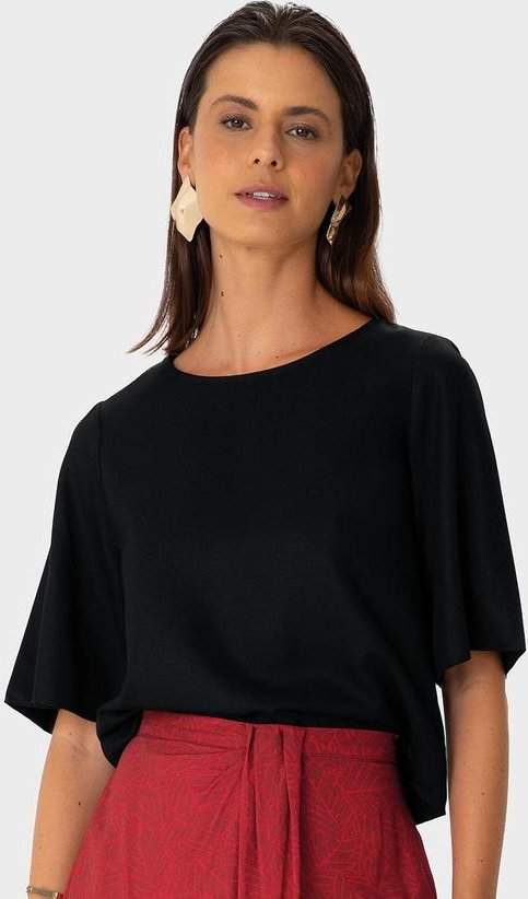 Blusa Box em Crepe Preto
