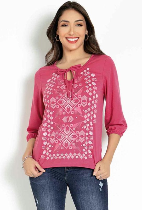 Blusa com Gota e Amarração Frontal Rosa