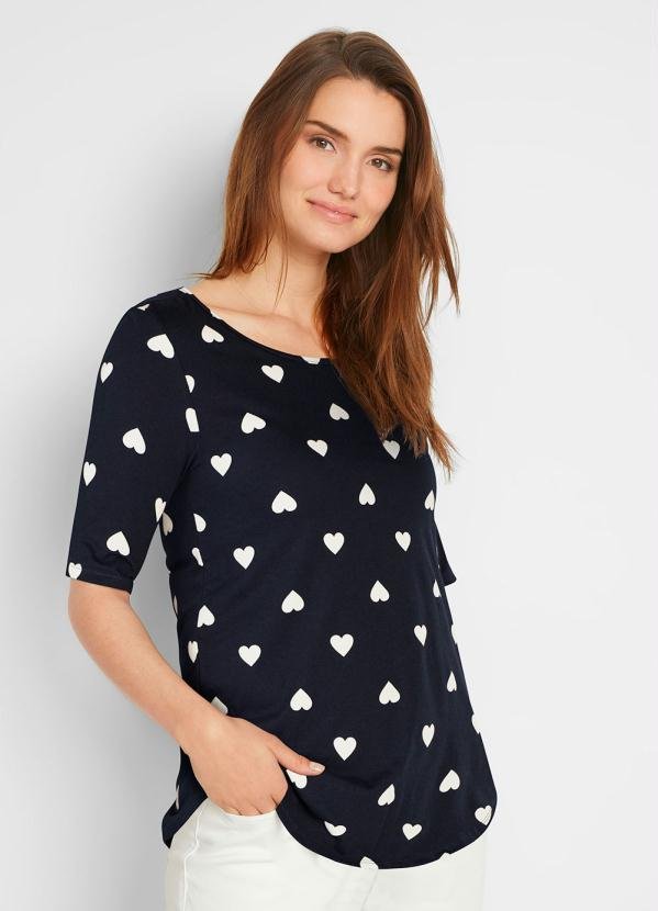 Imagem principal Blusa Estampada Mangas 3/4 Azul Marinho bonprix bonprix