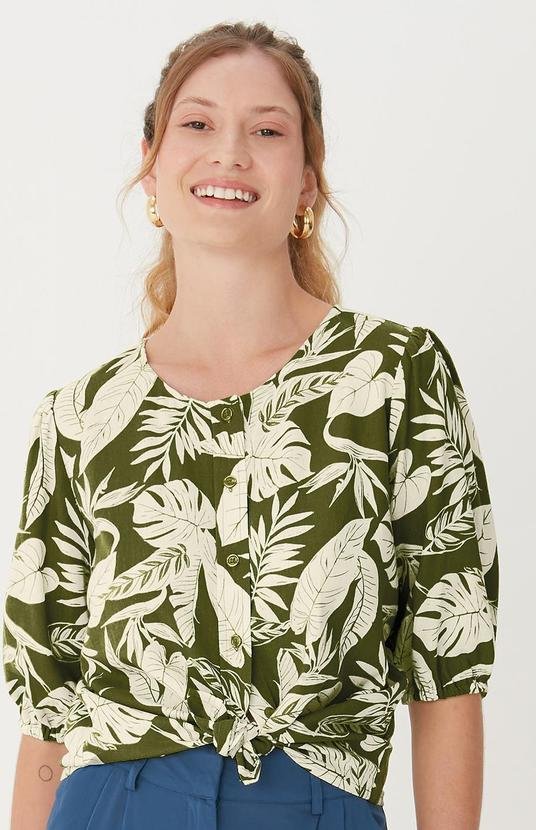 Imagem principal Blusa Reta Tropical em Viscolinho Verde Militar Malwee Malwee