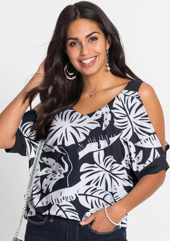 Imagem principal Blusa Tropical Preto em Malha Crepe bonprix bonprix