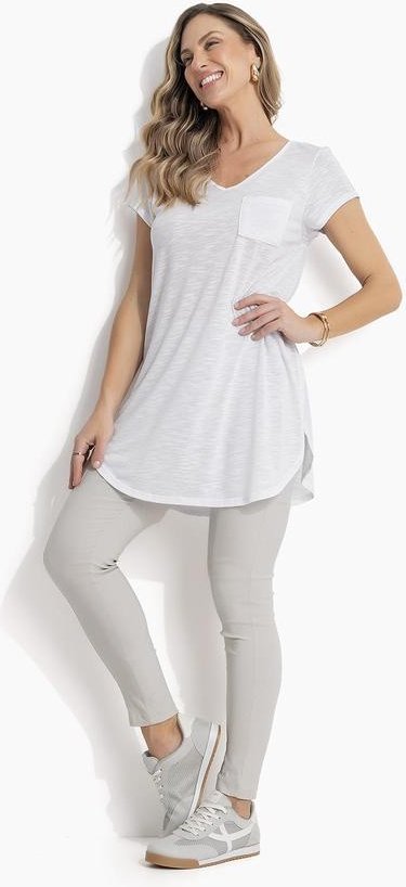 Imagem principal Blusa Alongada Branca com Decote V Quintess Quintess