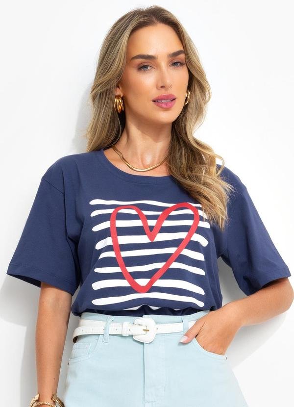 Blusa Azul Marinho em Malha de Algodão