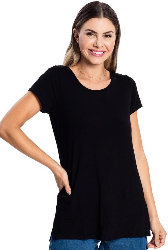 Imagem principal Blusa Básica Alongada Feminina Preto Rovitex Rovitex