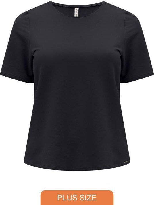 Blusa Básica de Mangas Curtas Plus Size Preto