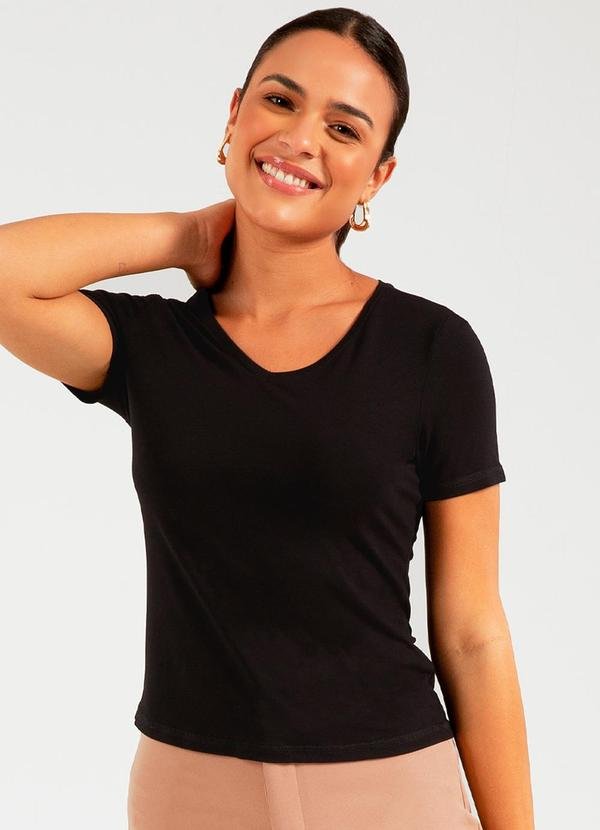 Imagem principal Blusa Básica em Malha de Viscose Preto Cativa Cativa