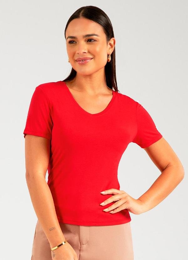 Imagem principal Blusa Básica em Malha de Viscose Vermelho Cativa Cativa