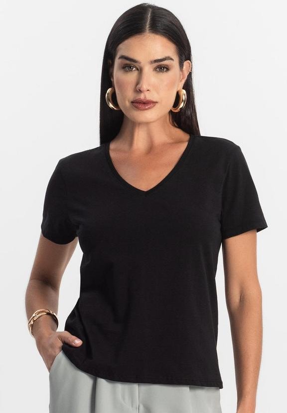 Imagem principal Blusa Básica Feminina Meia Malha Preto Rovitex Rovitex