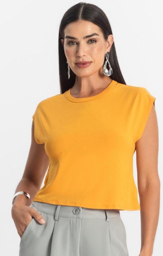 Imagem principal Blusa Básica Feminina Viscotorcion Amarelo Rovitex Rovitex