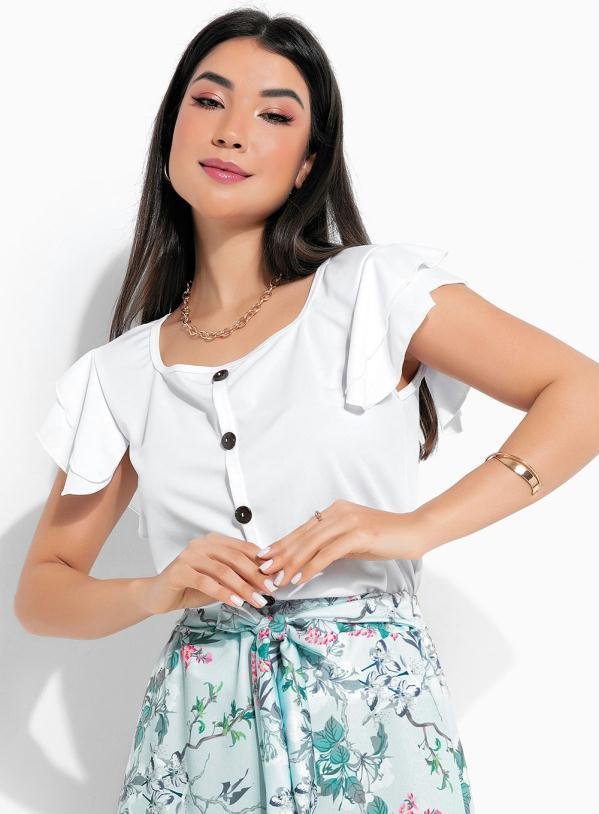 Imagem principal Blusa Branca com Babado na Manga Rosalie Rosalie