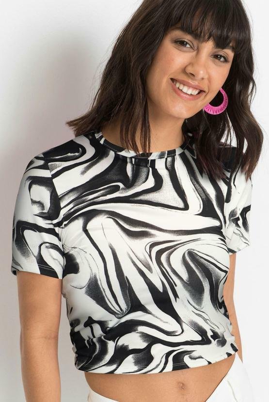 Imagem principal Blusa com Abertura nas Costas Preto e Branco bonprix bonprix