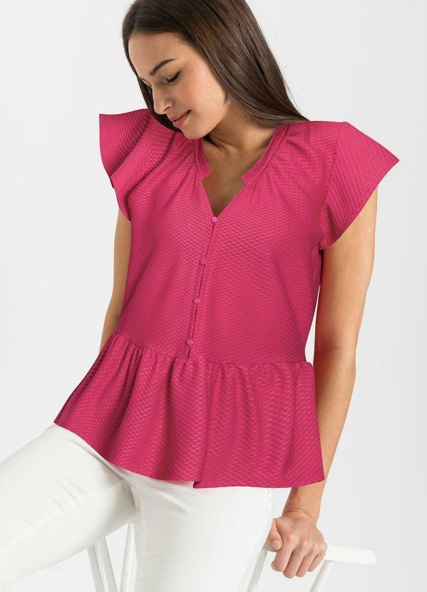 Blusa com Babado na Barra Pink