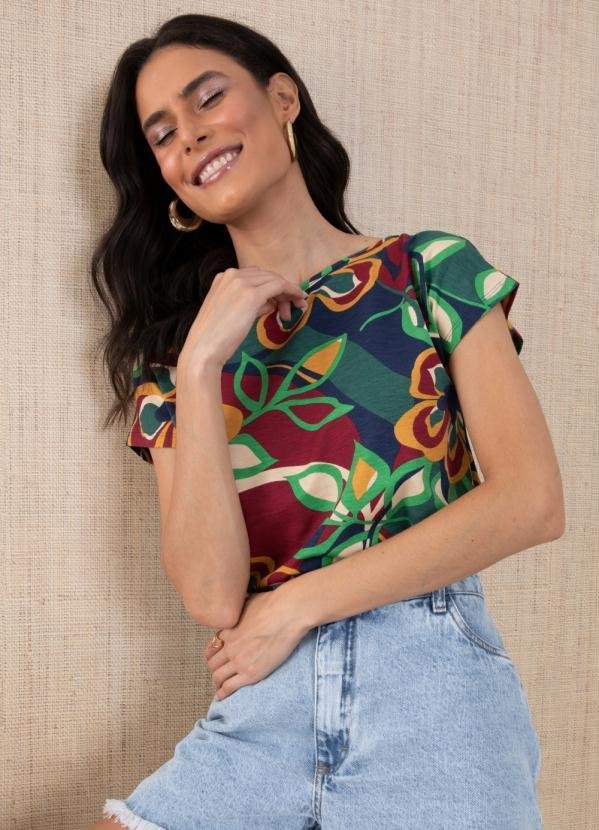 Imagem principal Blusa com Mangas Curtas Floral Azul Quintess Quintess