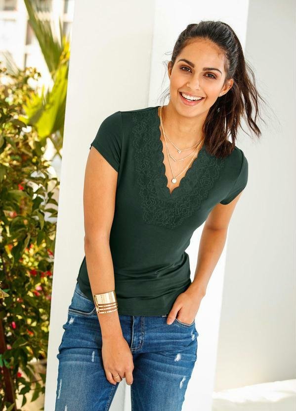 Imagem principal Blusa com Renda Verde bonprix bonprix