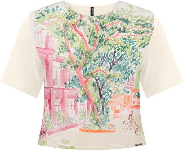 Blusa Cropped com Frente Estampada Verde