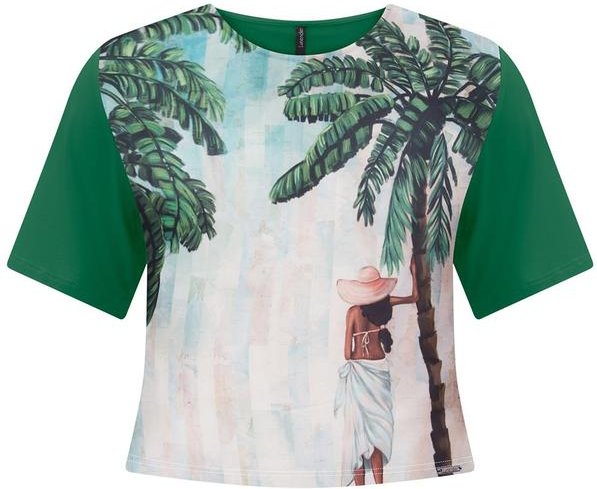 Imagem principal Blusa Cropped com Frente Estampada Verde Lunender Lunender