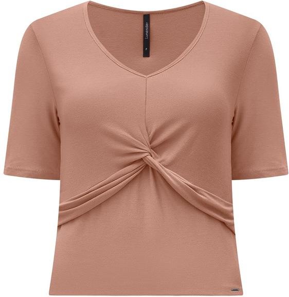 Blusa Cropped D com Detalhe Transpassado Bege