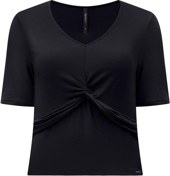 Blusa Cropped D com Detalhe Transpassado Preto