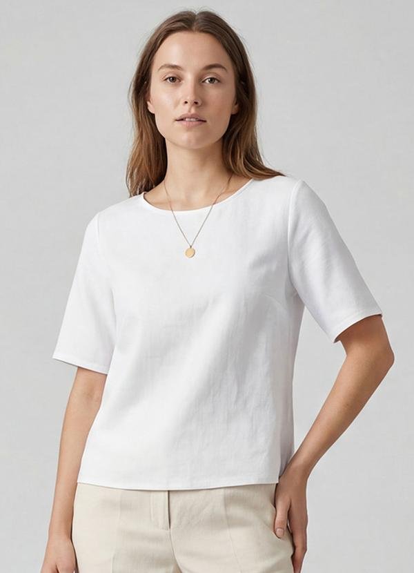 Blusa Cropped Feminina em Viscose Branco