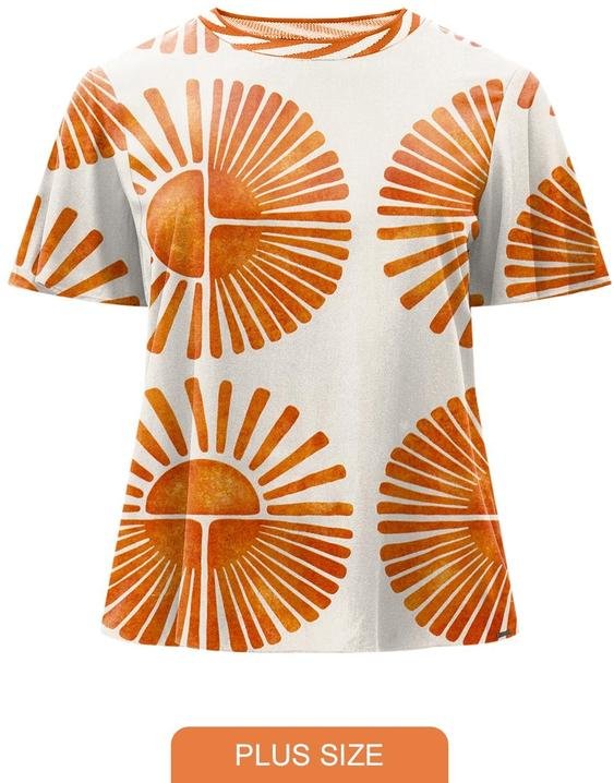 Blusa D Plus Size com Gola em Retilínea Amarelo