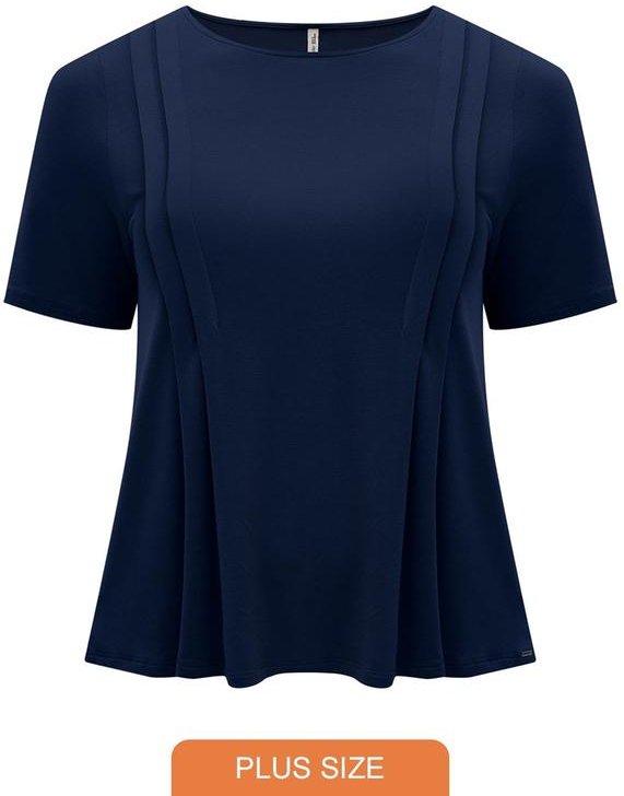 Blusa D Plus Size com Pregas Laterais Azul