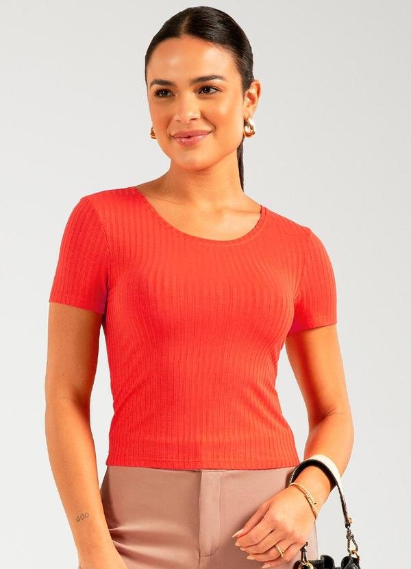 Imagem principal Blusa de Manga Curta Canelada Laranja Cativa Cativa