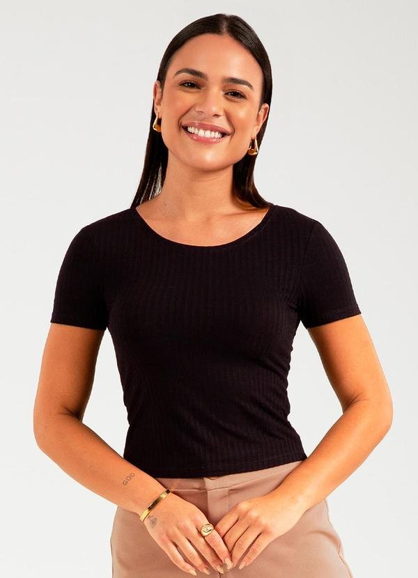 Imagem principal Blusa de Manga Curta Canelada Preto Cativa Cativa