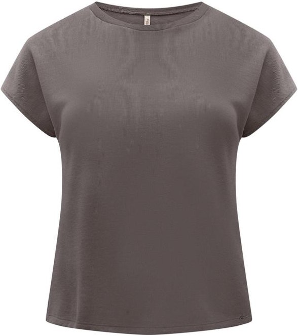 Blusa de Mangas Curtas Plus Size Tricô Cinza