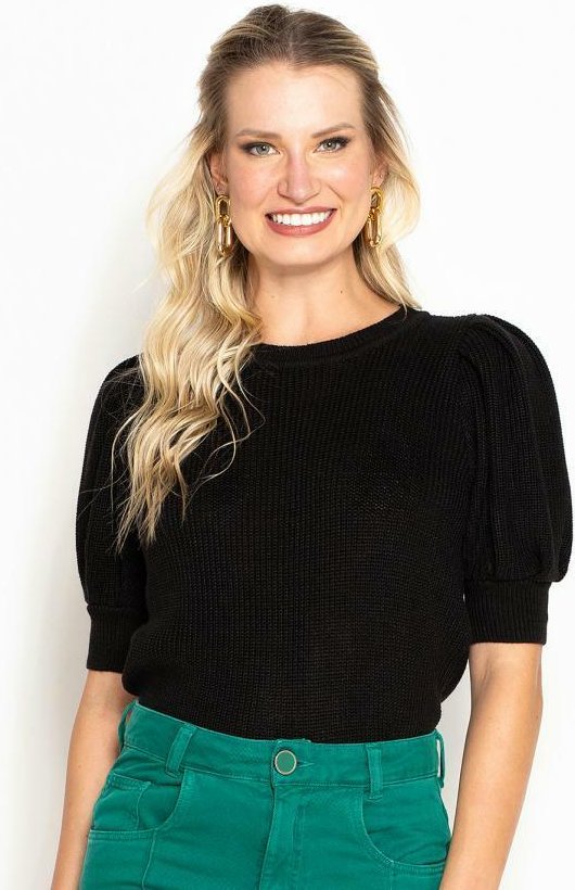 Imagem principal Blusa de Tricot Malha Inglesa Preta Maria Filó Maria Filó