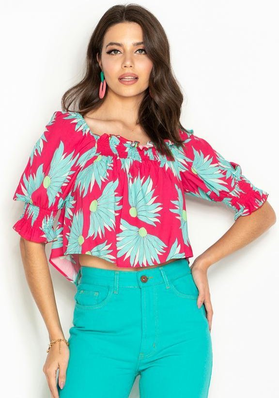 Imagem principal Blusa de Viscose Estampa Carmen Rosa Maria Filó Maria Filó