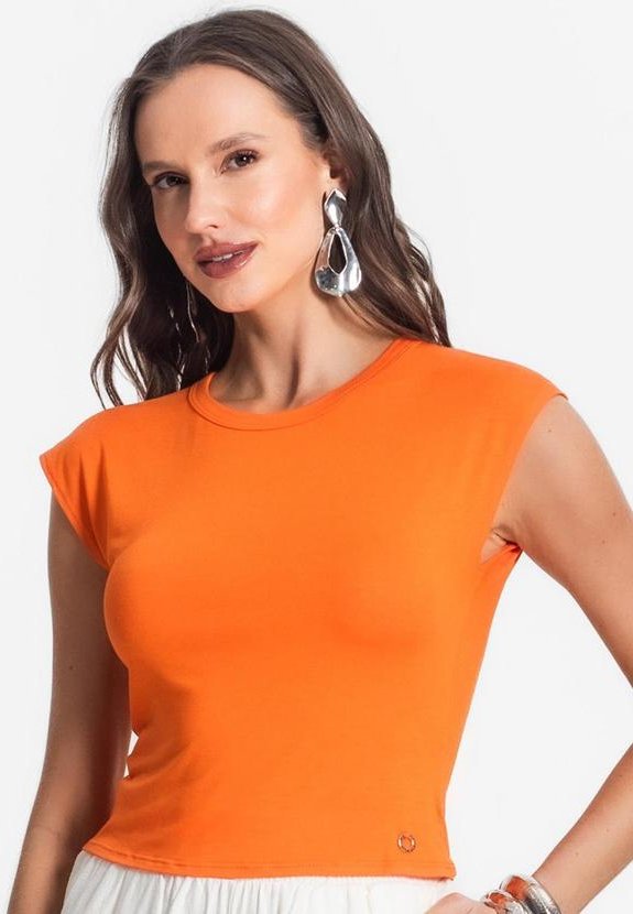 Blusa de Viscotorcion Feminina Laranja