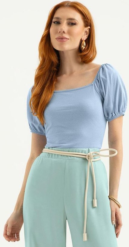 Imagem principal Blusa Decote Quadrado em Cotton Azul Claro