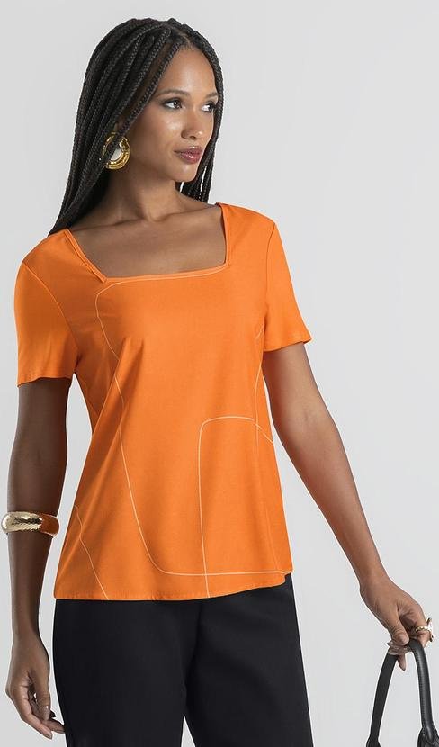 Imagem principal Blusa Decote Quadrado em Misturinha Laranja Cativa Cativa