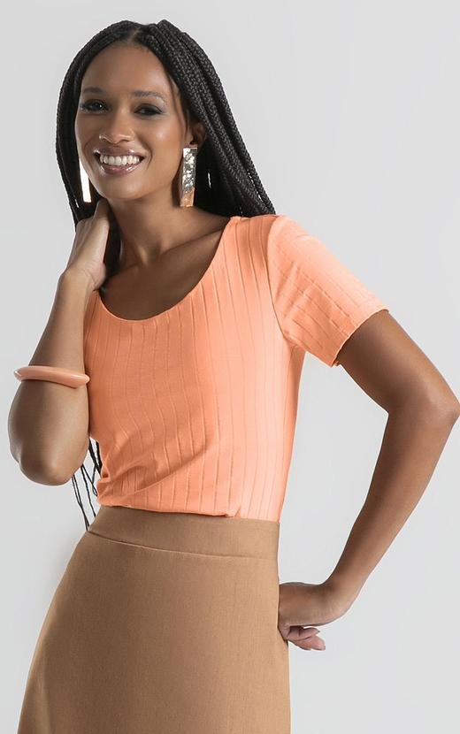 Imagem principal Blusa em Canelado Laranja Claro Cativa Cativa