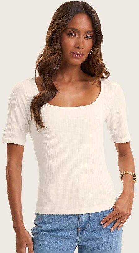 Imagem principal Blusa em Ribana Canelada Bege Rovitex Rovitex