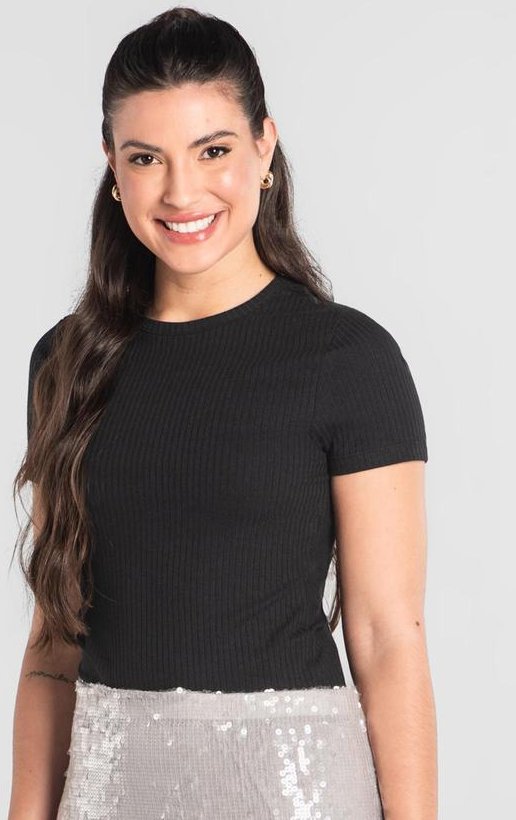 Imagem principal Blusa em Ribana Canelada Just Basic Preto JUST BASIC