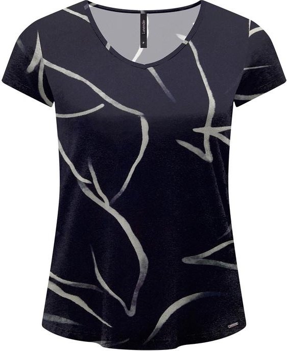 Blusa Estampada D com Decote em V Azul